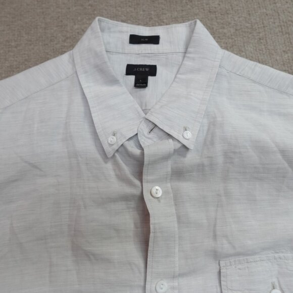 J.Crew Shirt Large Gray Slim Solid Linen Blend Baird McNutt - Picture 3 of 10